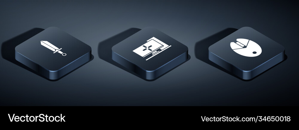 Set isometric sword for game computer mouse Set isometric sword for game computer mouse vector image