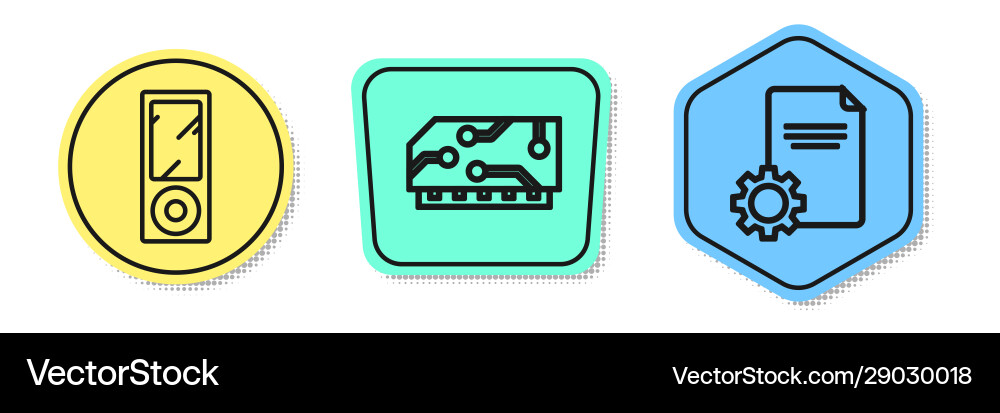 Set line music player ram random access memory Set line music player ram random access memory vector image