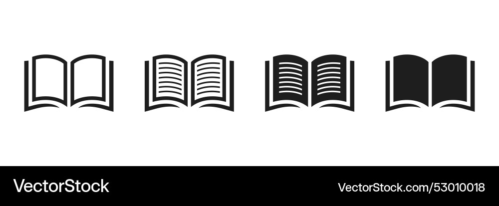 Set of book icons and open icon Vector Image