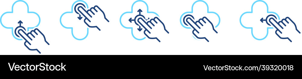 Set of hand gesture with different swipe sides Set of hand gesture with different swipe sides Vector Image