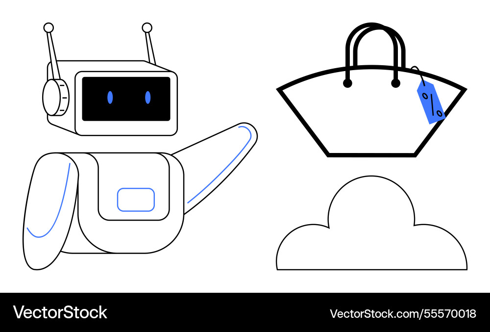 Shopping robot interaction with cloud-based e Shopping robot interaction with cloud-based e vector image