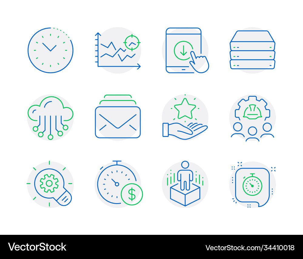 Technology icons set included icon as time Technology icons set included icon as time Vector Image