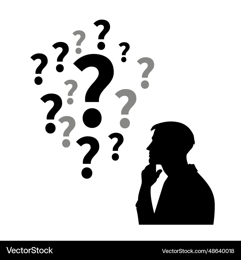 Thinking man with question mark Thinking man with question mark vector image