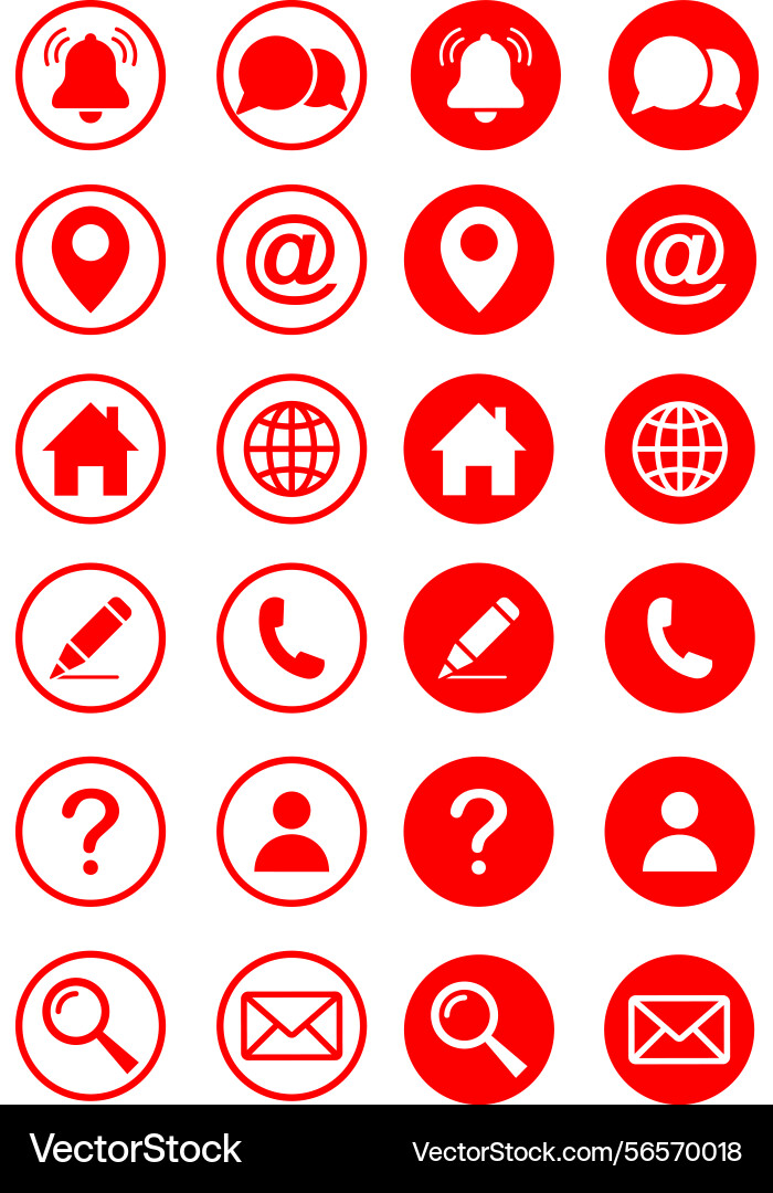 Web icon set home location call at email vector image