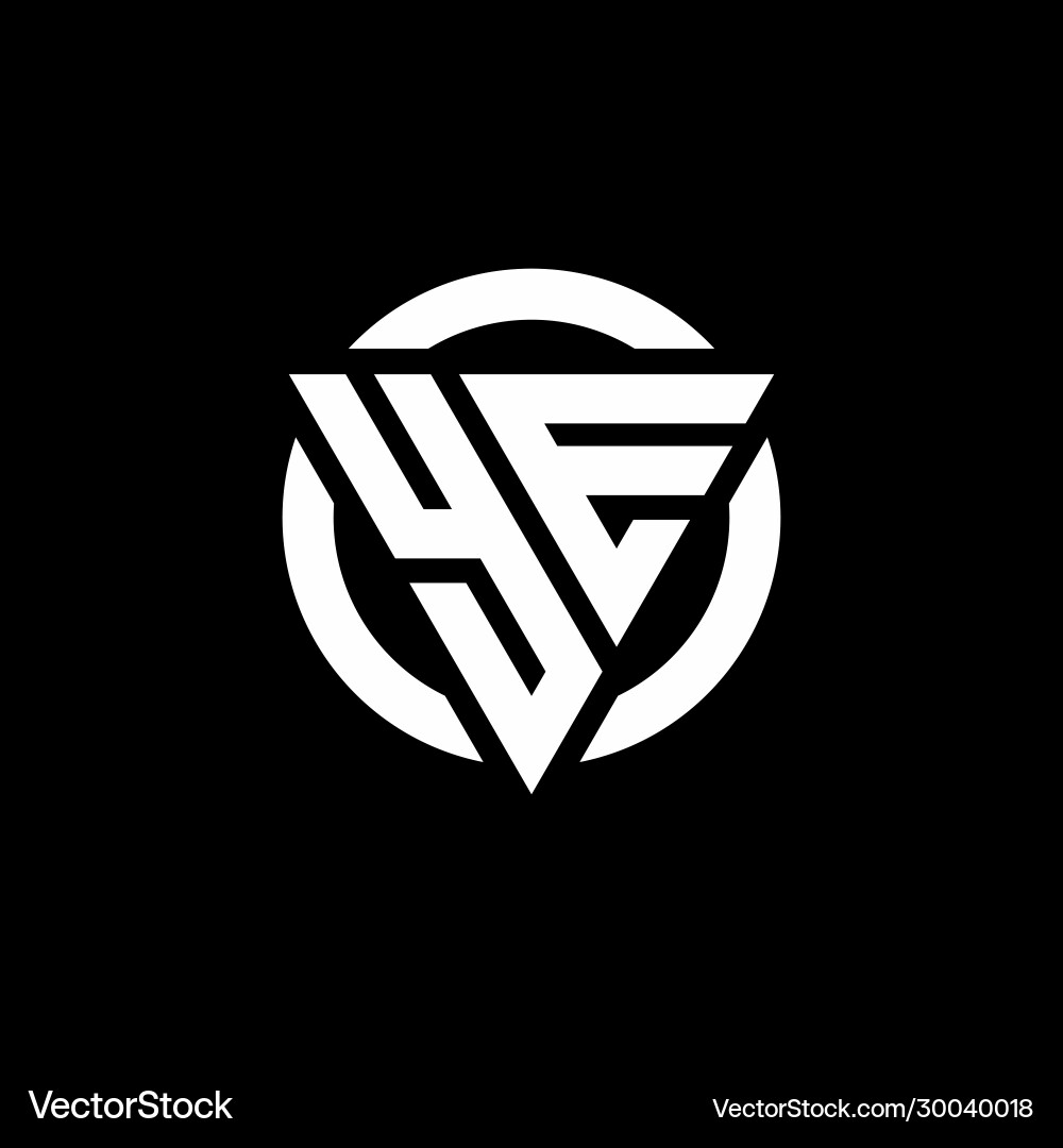 Ye logo with triangle shape and circle rounded Ye logo with triangle shape and circle rounded Vector Image