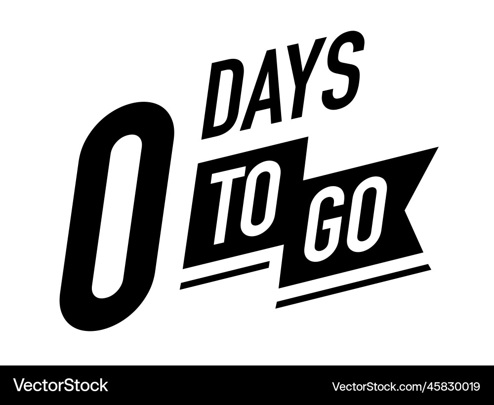 0 days to go timer symbol black color vector image