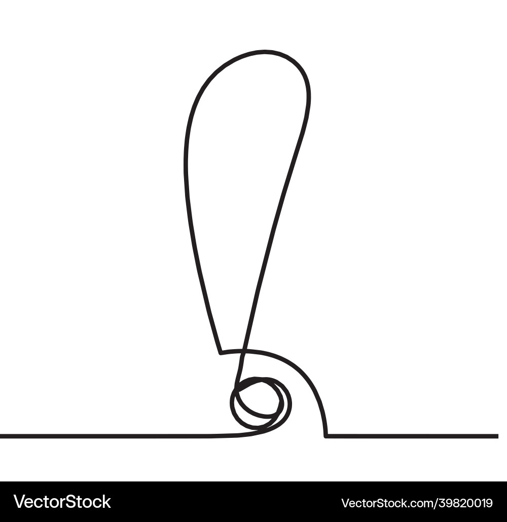 Abstract exclamation mark continuous lines Abstract exclamation mark continuous lines Vector Image