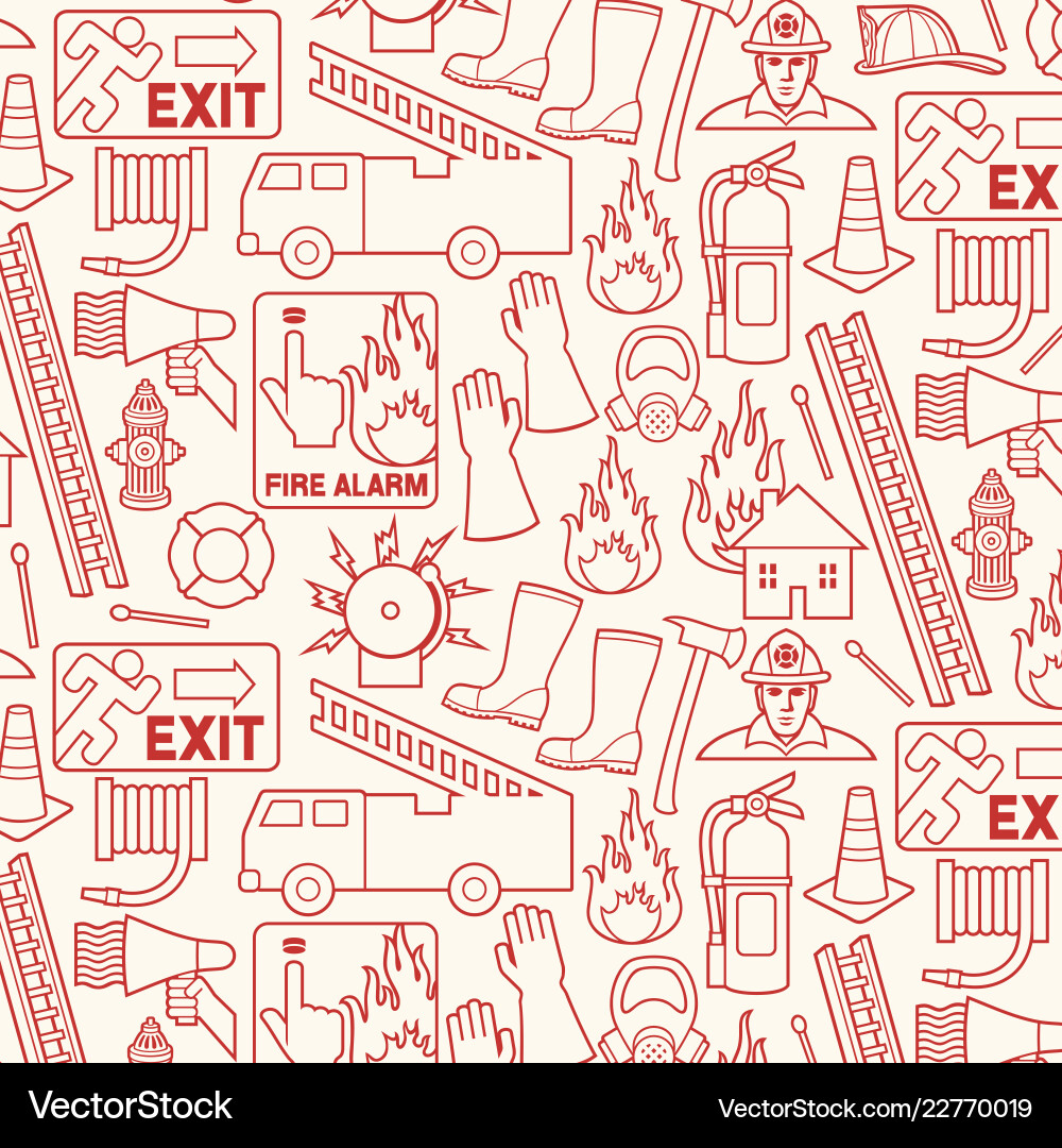 Background pattern with firefighters icons vector image