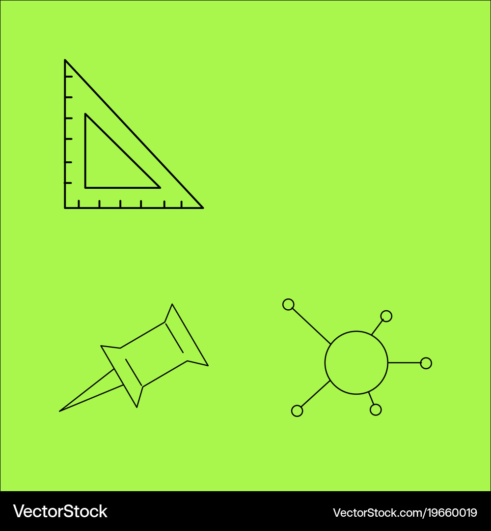 Basic content simple linear outline icon set vector image