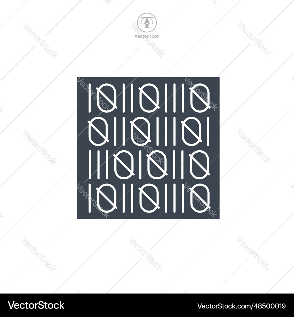 Binary code icon symbol isolated on white Binary code icon symbol isolated on white vector image