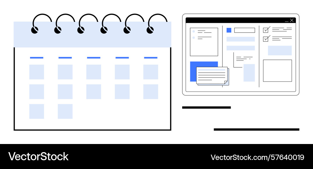 Calendar and digital dashboard for task management Calendar and digital dashboard for task management vector image