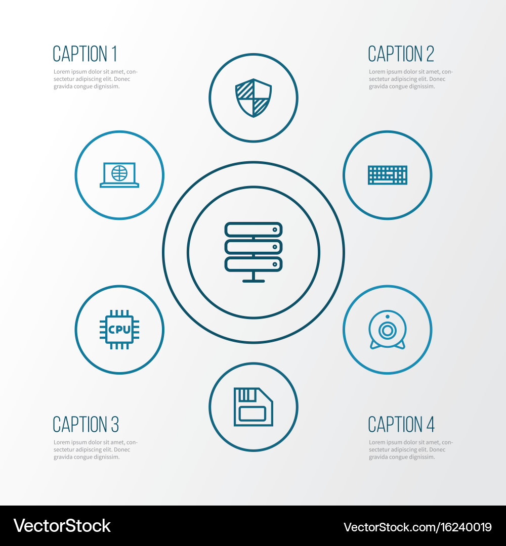 Computer Outline Icons - Web & Data vector image