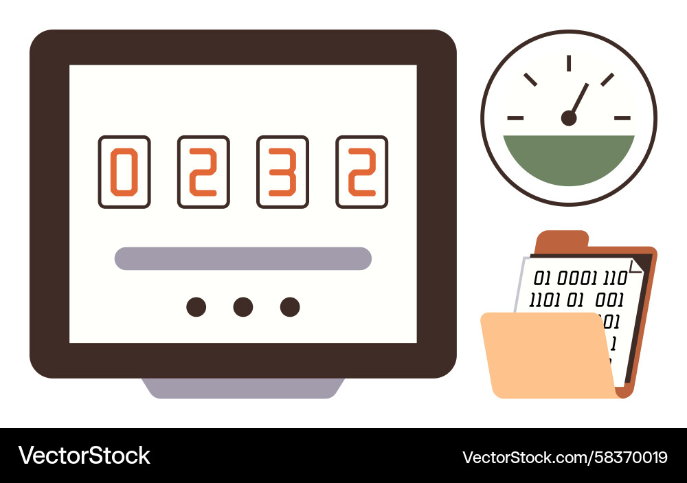 Data Monitoring Dashboard with Counter Vector Image