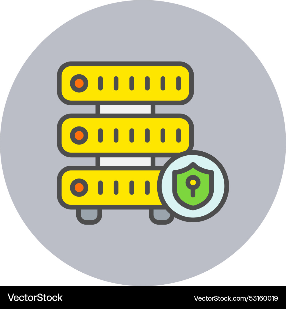Data security line filled circle icon vector image