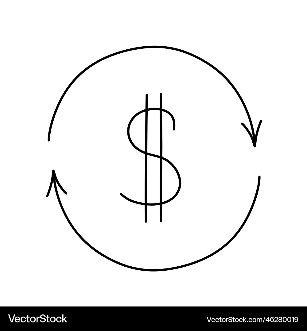 Dollar Sign Money Symbol Outline Vector Image