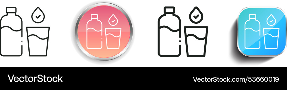 Drink water icon thin linear regular and button Drink water icon thin linear regular and button vector image
