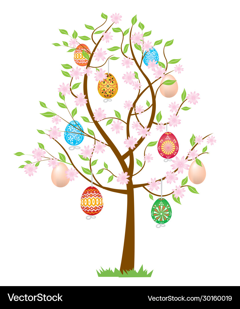Easter Tree with Eggs and Blossoms vector image