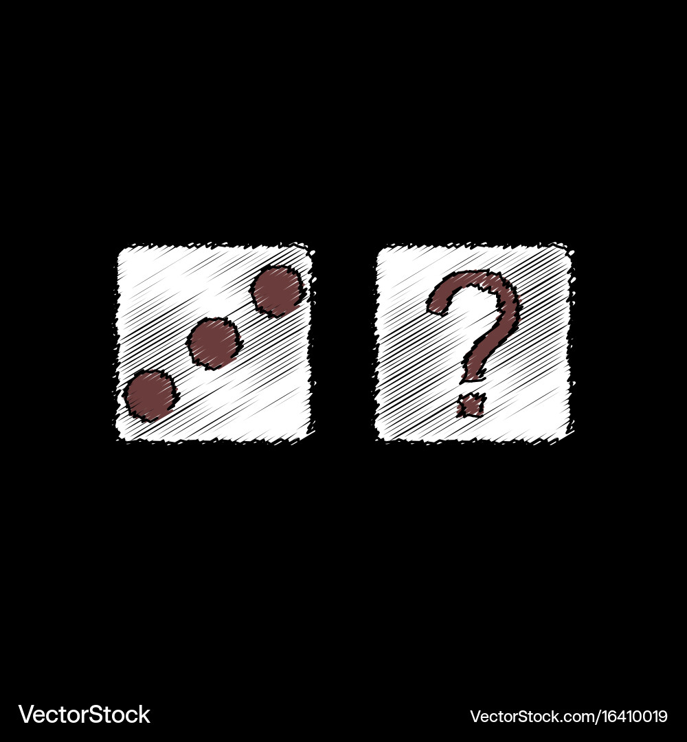 Flat shading style icon dice and question mark vector image