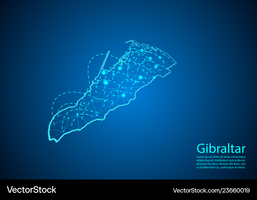 Gibraltar map with nodes linked by lines concept Gibraltar map with nodes linked by lines concept vector image