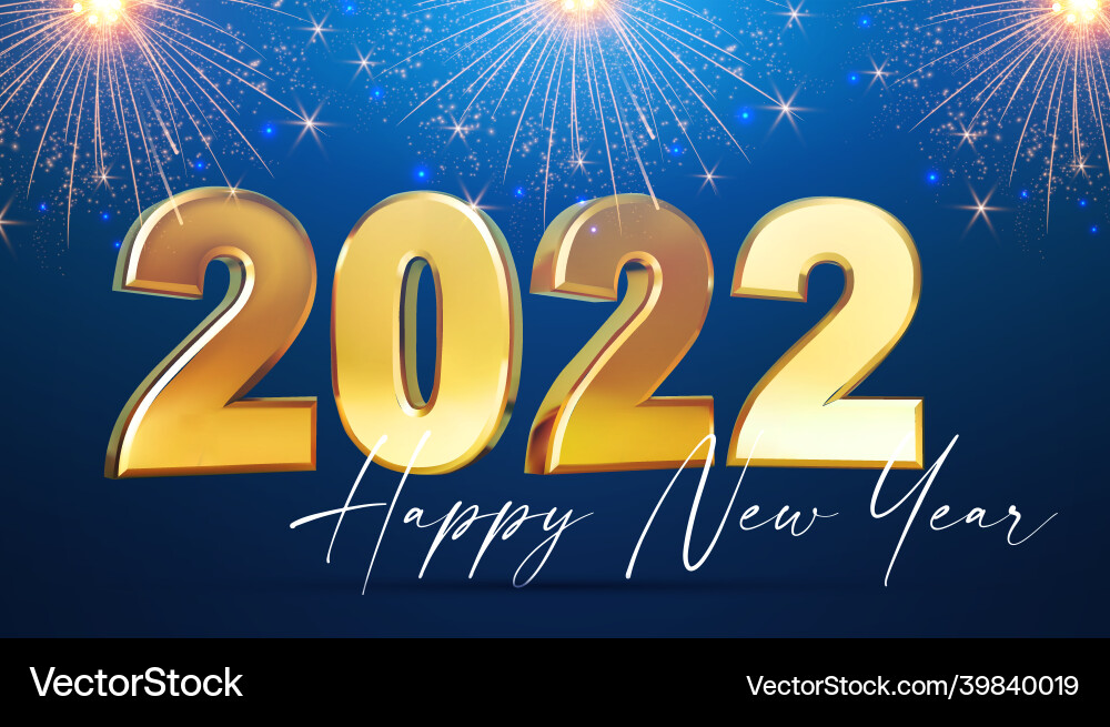 Happy new 2022 year elegant gold text vector image