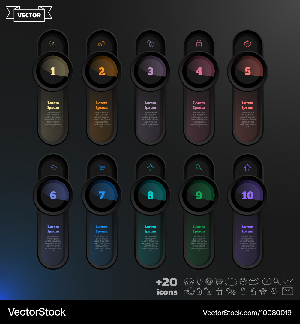 Infographic design list with colorful circles vector image