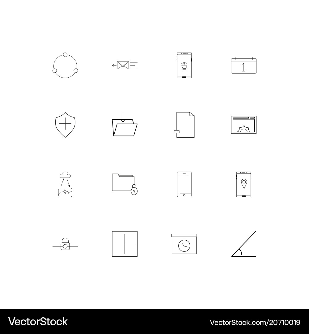 Internet technologies simple linear icons set vector image