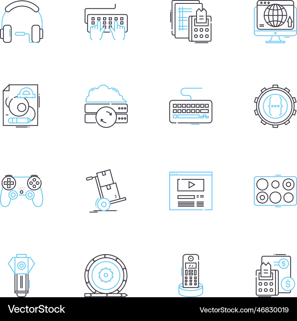Maschinendaten lineare Icons setzen Protokolle Metriken Vektorbild