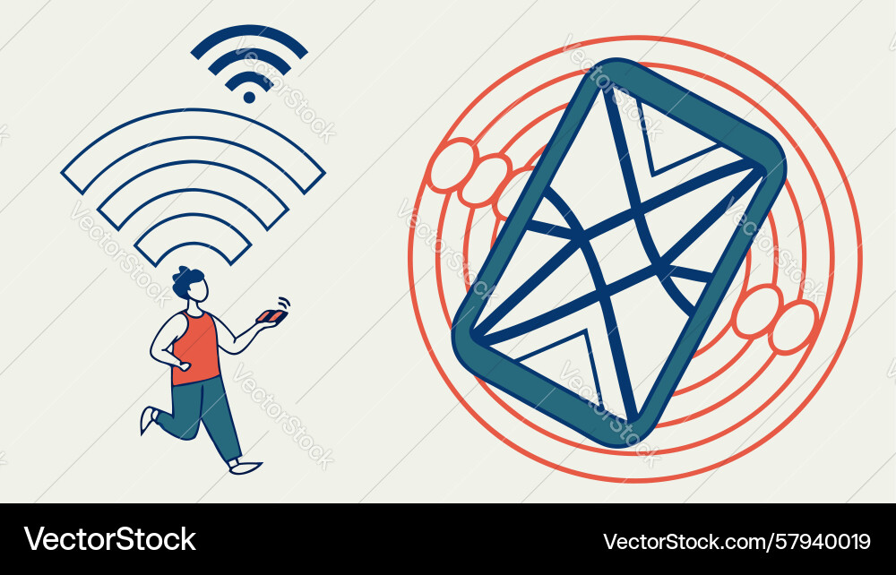 Person Using Mobile WiFi Connection Vector Image