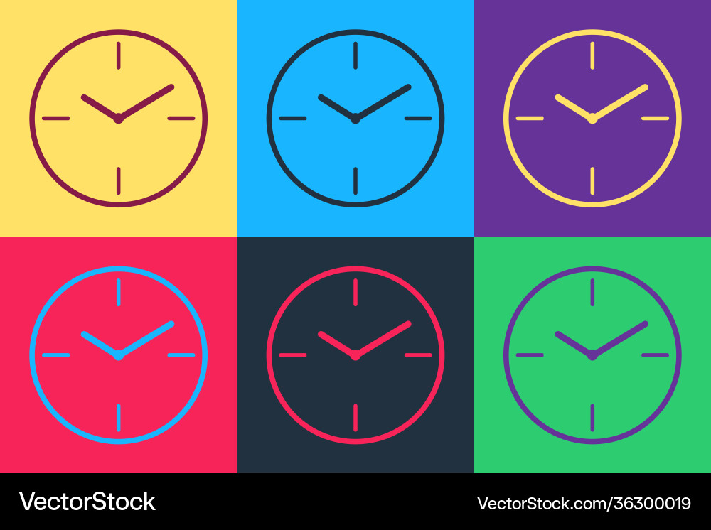 Pop art clock icon isolated on color background Pop art clock icon isolated on color background vector image