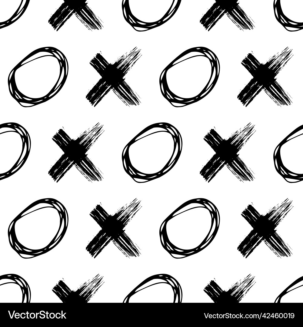 Seamless pattern with hand drawn cross and circle Seamless pattern with hand drawn cross and circle vector image