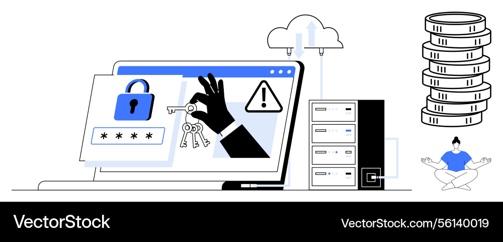 Secured data access with cloud storage and backup Secured data access with cloud storage and backup vector image