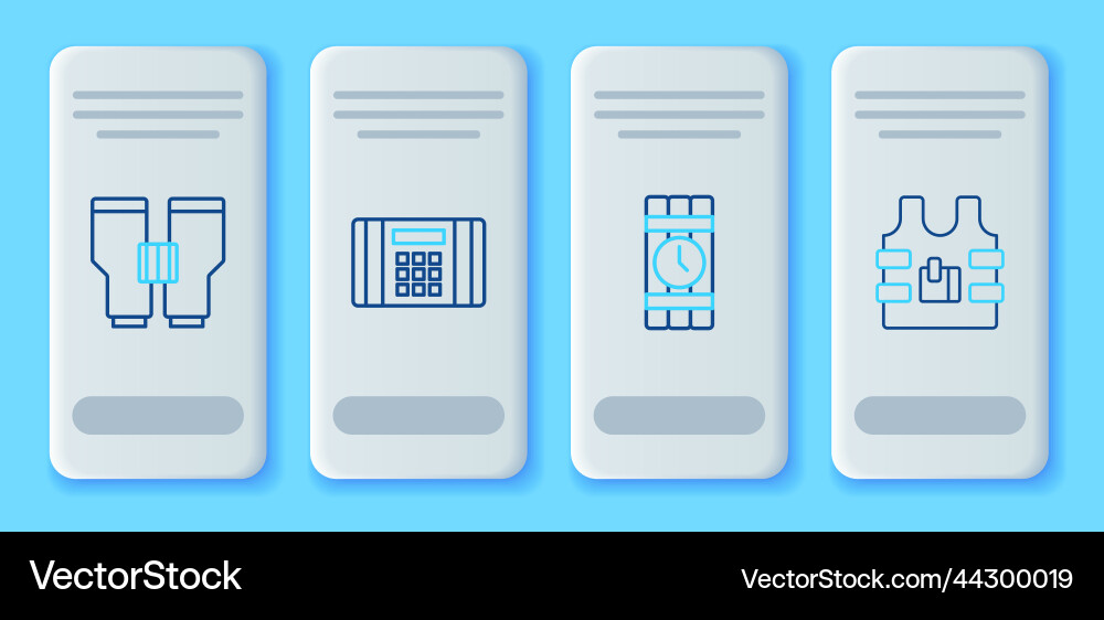 Set line dynamite bomb and timer clock Set line dynamite bomb and timer clock vector image