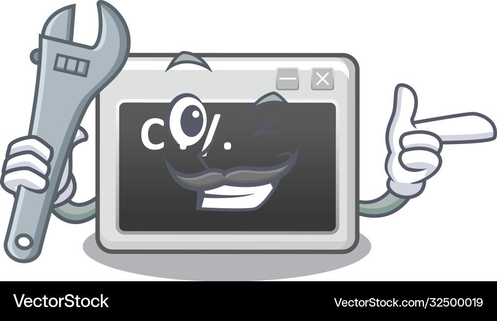 Smart mechanic command window cartoon character vector image