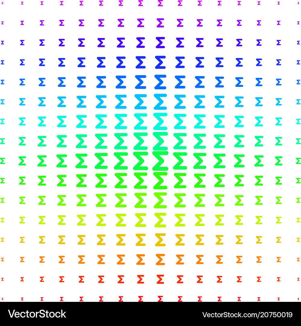 Sum icon halftone spectrum pattern vector image