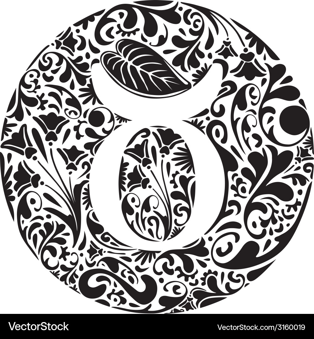 Taurus Zodiac Floral Emblem vector image