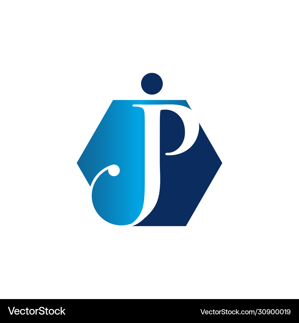 Unique initial jp letter linked symbol vector image