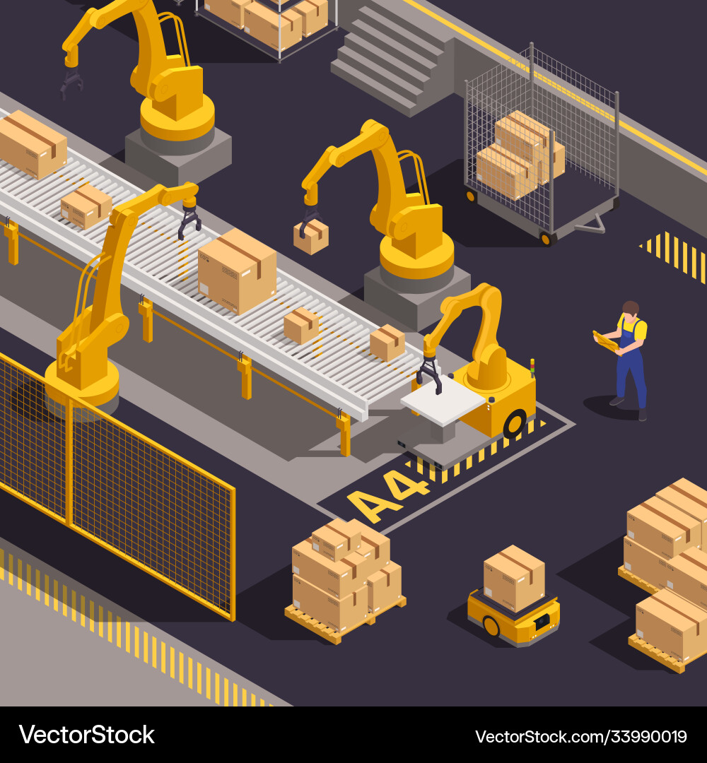 Warehouse Robotic Automation vector image
