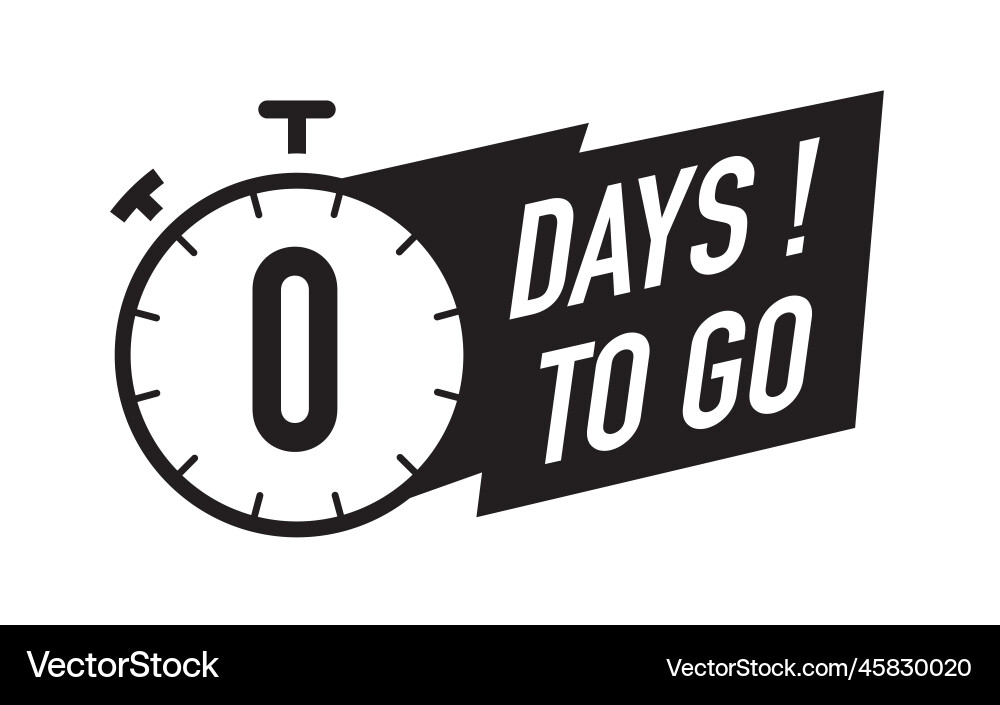 0 days to go timer symbol black color Vector Image