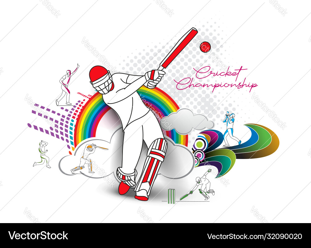 Abstract colorful pattern with batsman and bowler Abstract colorful pattern with batsman and bowler vector image
