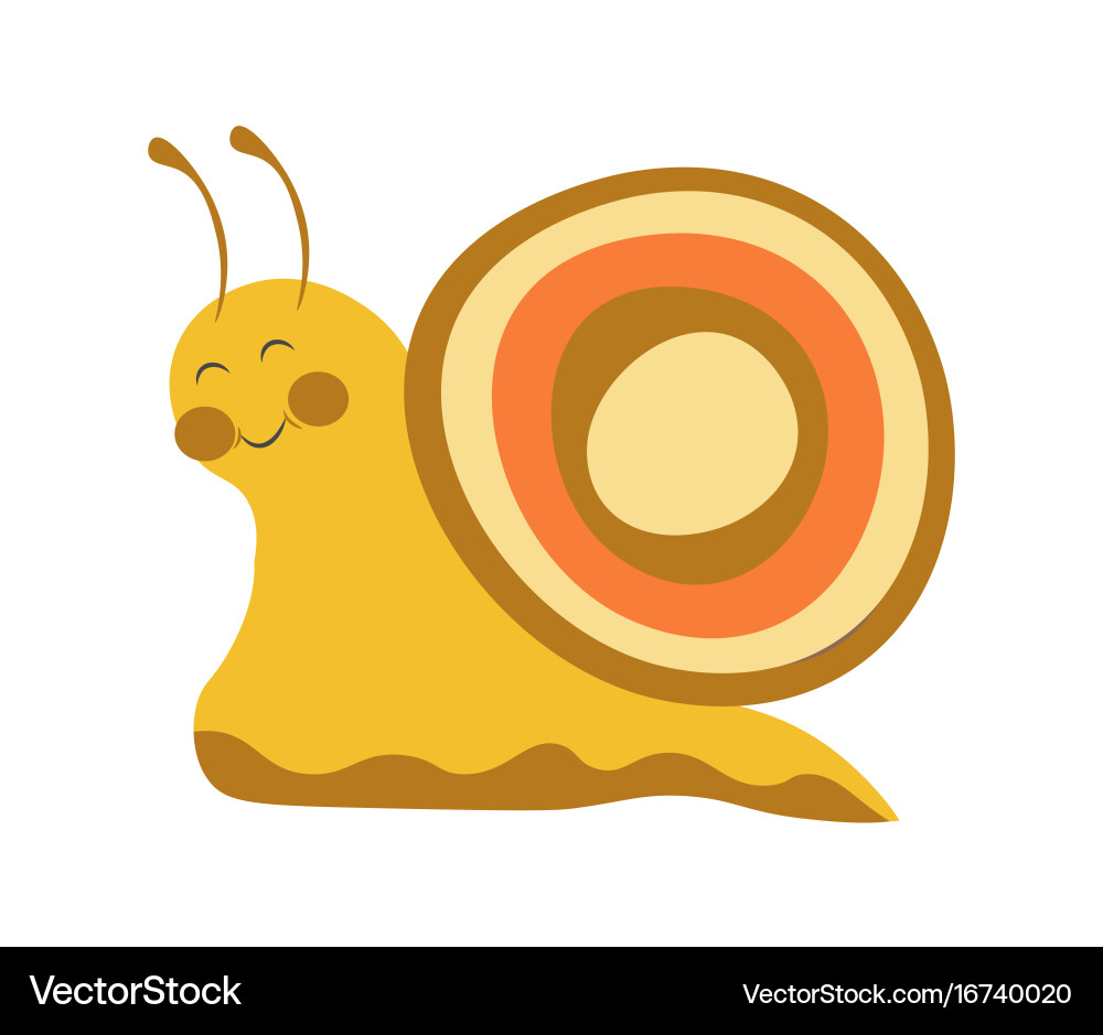 Adorable snail with colorful shell and long vector image