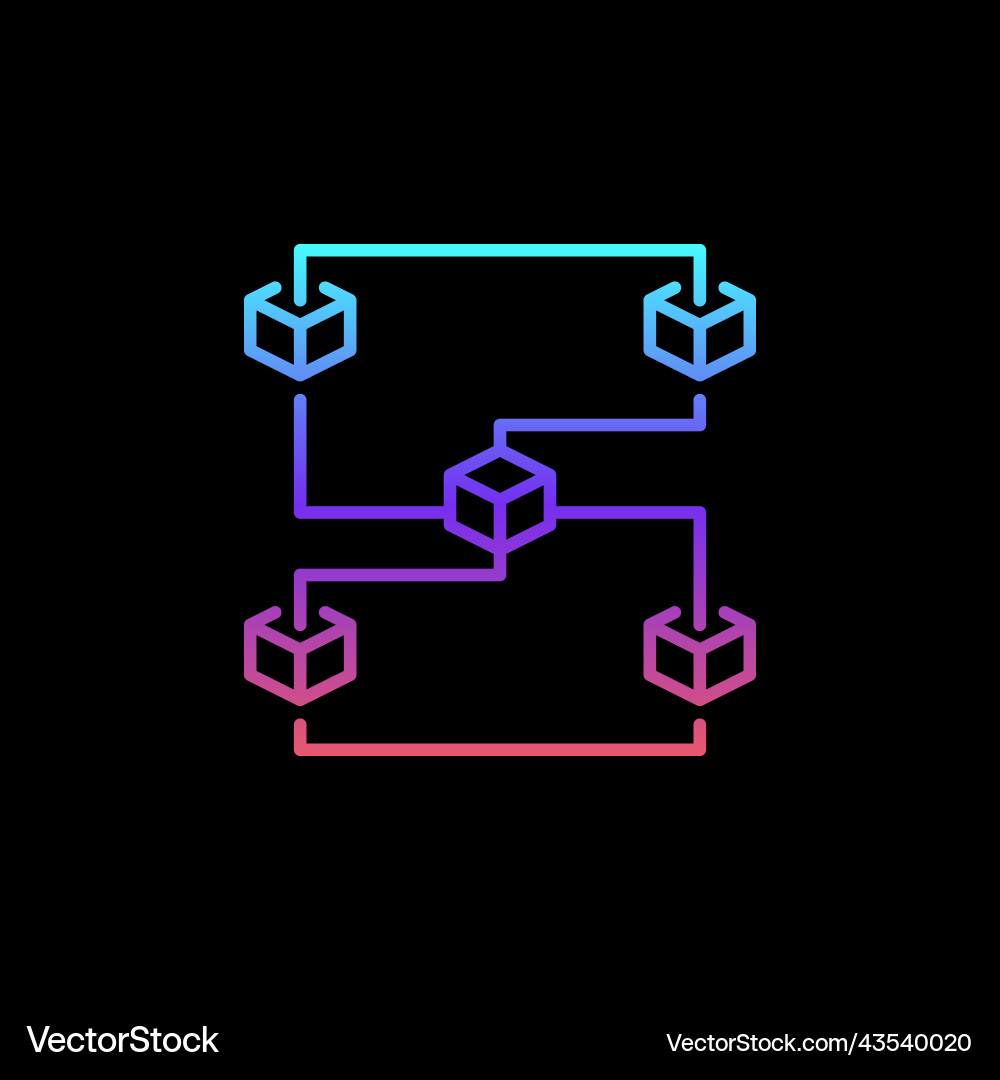 Blockchain with 5 blocks outline concept Blockchain with 5 blocks outline concept vector image