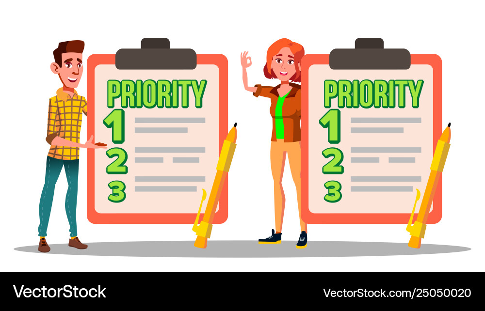 Characters have priority list task to do Characters have priority list task to do vector image