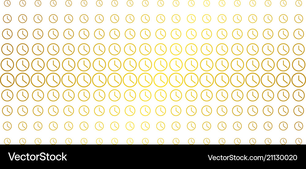 Clock gold halftone array Clock gold halftone array vector image