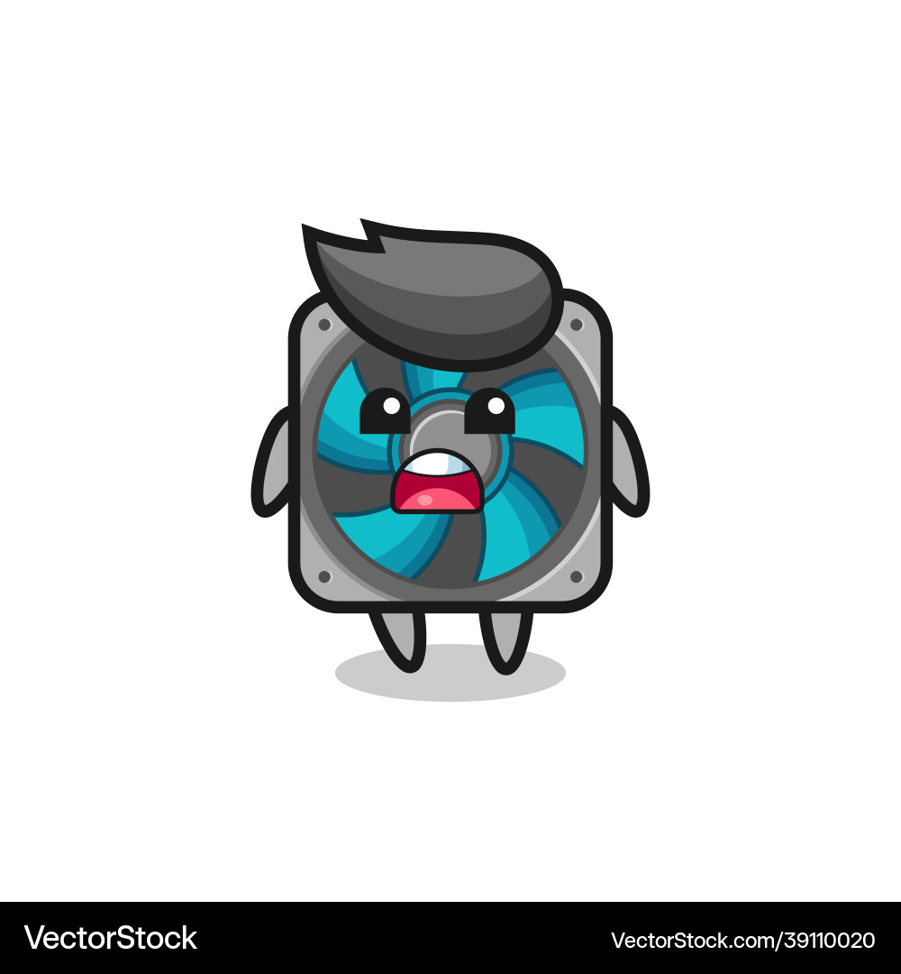 Computer fan with apologizing expression saying i Computer fan with apologizing expression saying i Vector Image