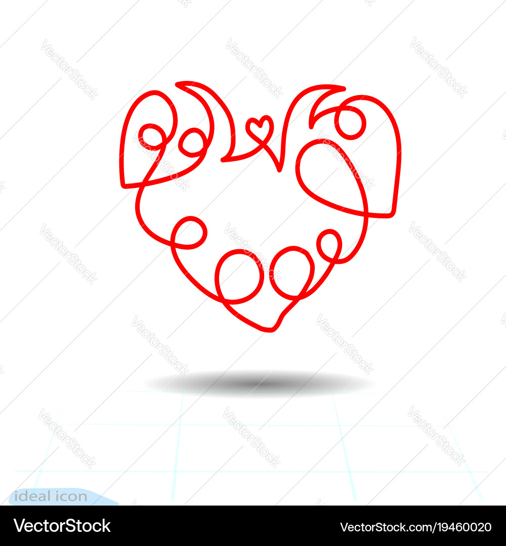 Curly heart curl red spring Vector Image