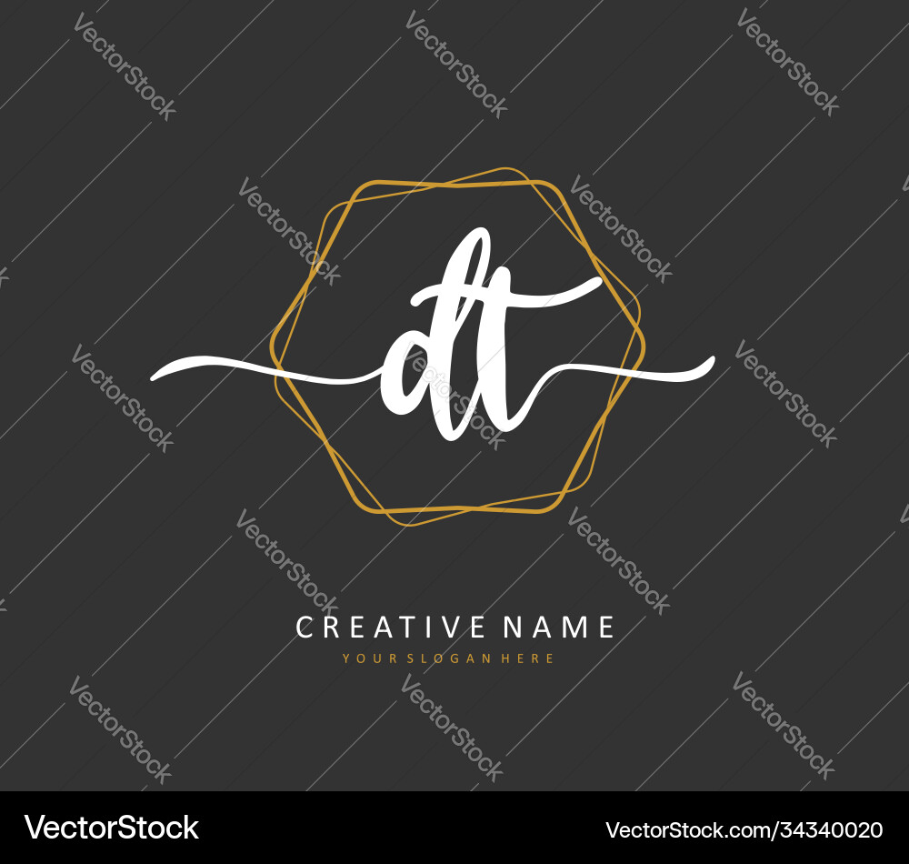 D t dt initial letter handwriting and signature vector image