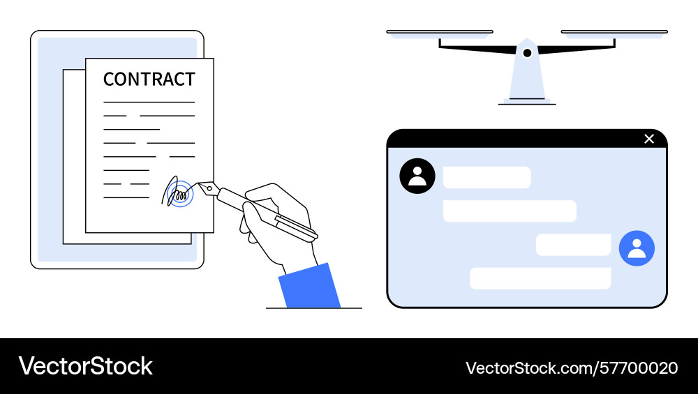 Digital contract signing secure communication vector image