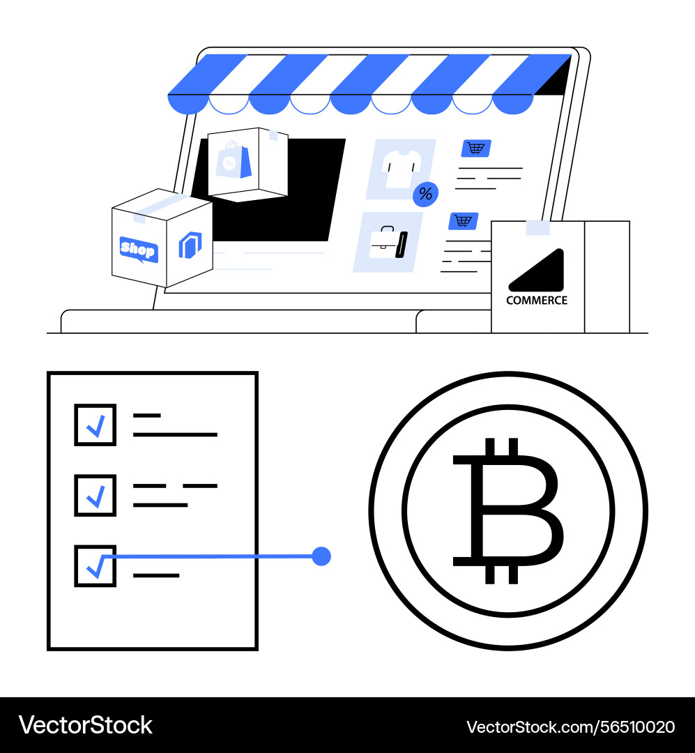 E-commerce platform with bitcoin payment E-commerce platform with bitcoin payment vector image