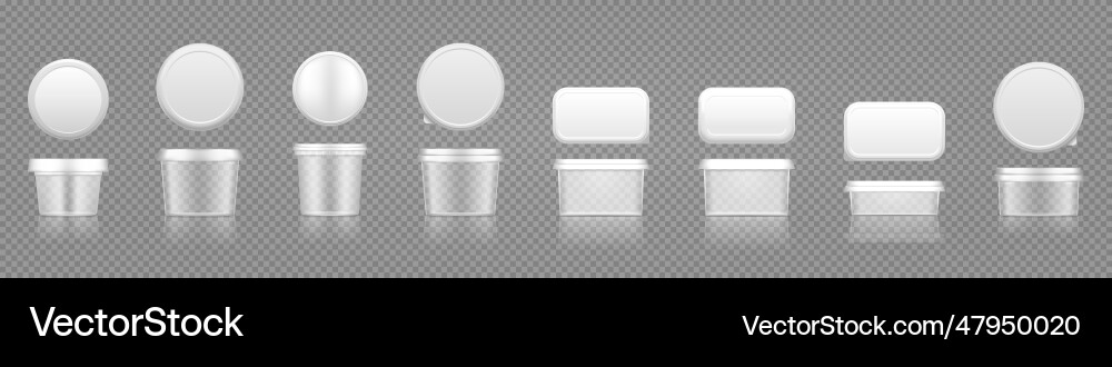 Empty transparent jar mockups with cap top view Vector Image