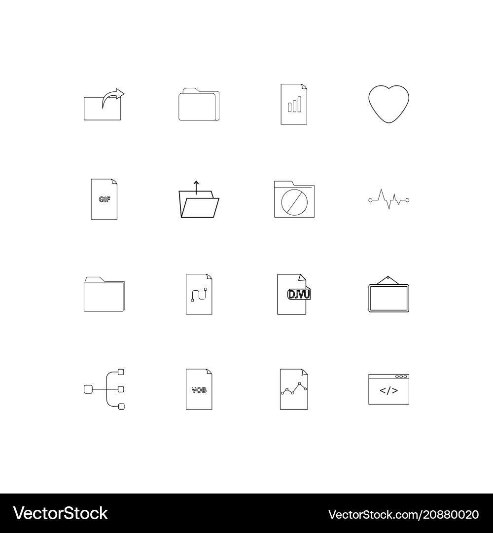 Files and folders sign linear thin icons set Vector Image